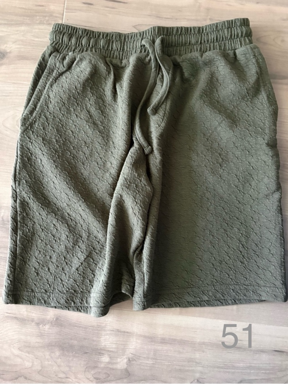 Denim & Flower Olive Green Textured Drawstring Athletic Shorts